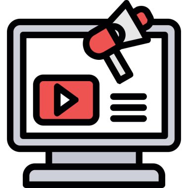 video içeriği pazarlama simgesi. içerik pazarlama içeriği vektör simgesi rengi ince izole