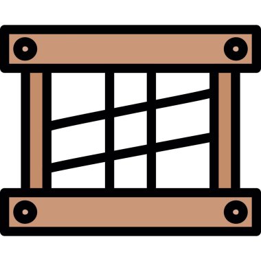 Tahta kutu ikonu. taslak ahşap kutu vektör rengi düz izole