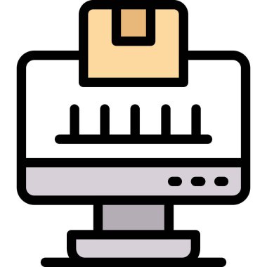 Bilgisayar masaüstü simgesi. ana hatlı bilgisayar donanım vektör rengi düz izole