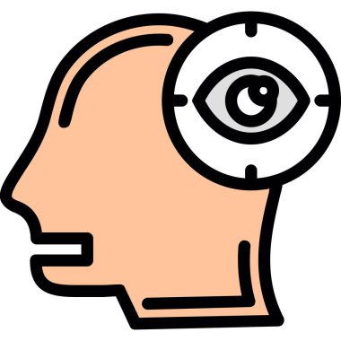 İnsan kafası ve göz ikonu. Gözlüklü insan gözlüğü vektör simgesi düz izole edilmiş