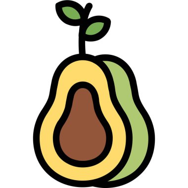 avokado meyvesi, ikon, basit vektör illüstrasyonu