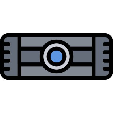 Sinema kamerası ikonu. Düz renk tasarımı. vektör illüstrasyonu.