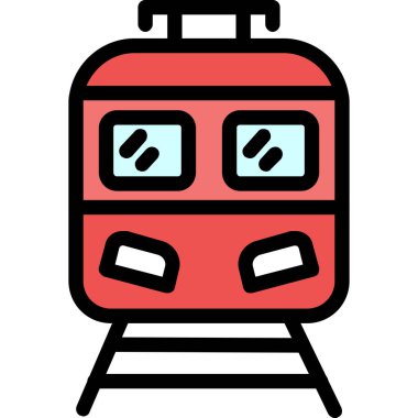 Tren ikonu. renk çizgisi vektör çizimi. doğrusal biçim