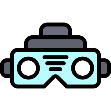 Sanal gerçeklik simgesi. Sanal gerçeklik artırılmış teknoloji simgesi rengi beyazı izole etti