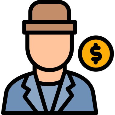 İş adamı para simgesi, vektör illüstrasyonu arka planda izole