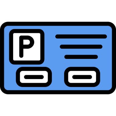 araba bileti simgesi renk ana hatları vektörü