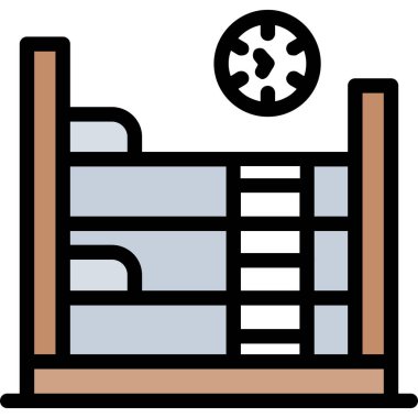 Yatak simgesi renk ana hatları vektörü