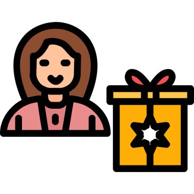 Yay ve yay ikonlu hediye kutusu, vektör tasarımı