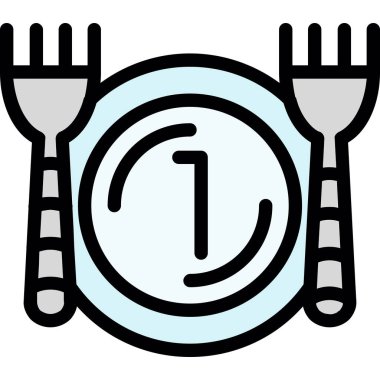 Akşam yemeği ikonu doldurulmuş - taslak tarzı