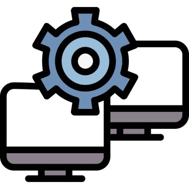 bilgisayar ayarları simge rengi dış hat vektörü