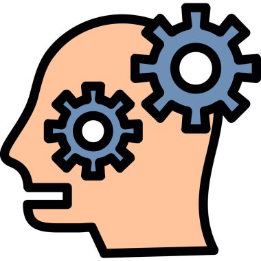 Çarklı insan kafası, illüstrasyon, beyaz arka planda vektör