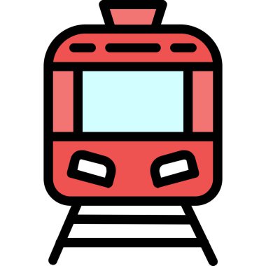 Tren ikonu. hat demiryolu vektör simgesi rengi düz izole