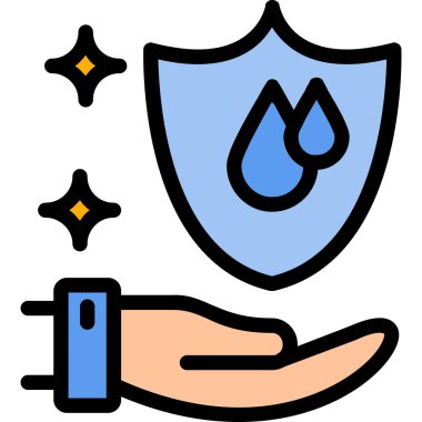 koruma el simgesi renk dış hat vektörü