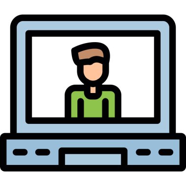 Adam televizyon ikonu izliyor. Taslak adam televizyon vektör simgesi renk düz izole izliyor