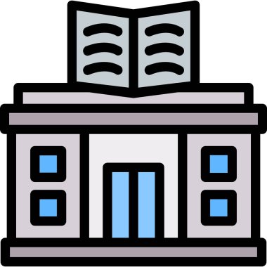 kitaplık binası simgesi doldurulmuş ana hatlar biçiminde