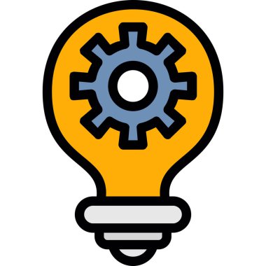 doldurulmuş ana hatlar biçiminde dişli yaratıcı fikir simgesi