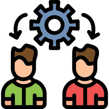 grup insan ve çalışma simgesi, basit vektör illüstrasyonu