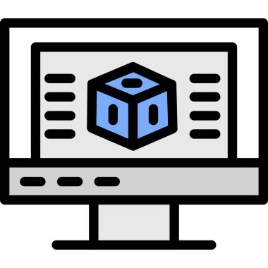 Bilgisayar monitörü simgesi. Beyaz arkaplanda izole edilmiş web tasarımı için bilgisayar monitörü vektör simgesinin basit çizimi