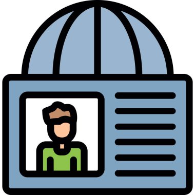 Fotoğraf çerçevesi simgesi olan adam, basit vektör illüstrasyonu