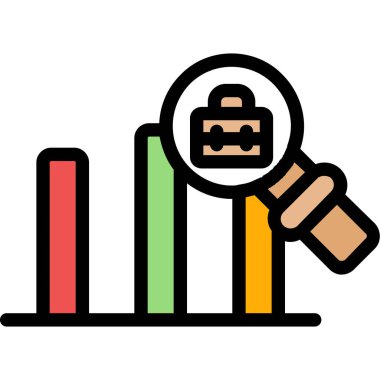 İş haritası simgesi. Çizgi grafik çizelgesi vektör rengi düz izole