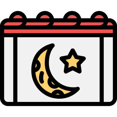 Ay ve yıldız ikonu. gece ve yıldızlarla ilgili vektör çizimi düzenlenebilir vektörde