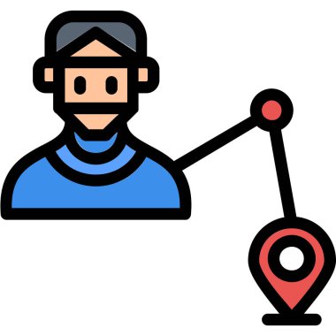 Harita simgesi olan adam, düz tasarım