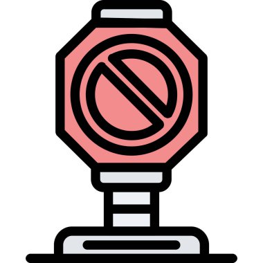 Sigara ikonu yok. ana hat sigara içilmeyen vektör renk ağı izole