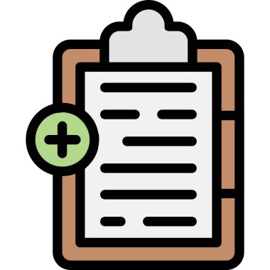 Tıbbi rapor simgesi renk ana hatları vektörü