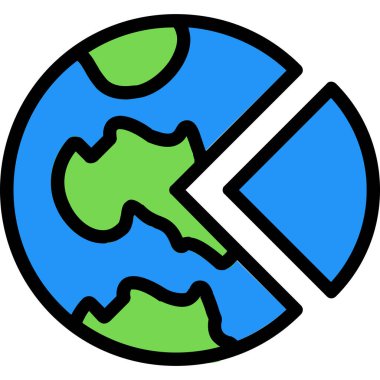 dünya gezegen simgesi renk ana hatları vektörü