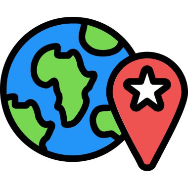 Konum simgesi, vektör illüstrasyonlu harita