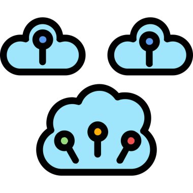 bulut veri teknolojisi simgesi renk ana hatları vektörü
