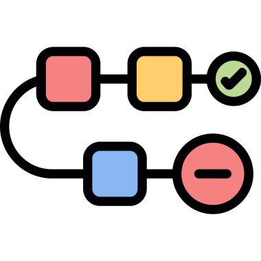 İş haritası simgesi. Taslak iş şeması vektör rengi düz izole