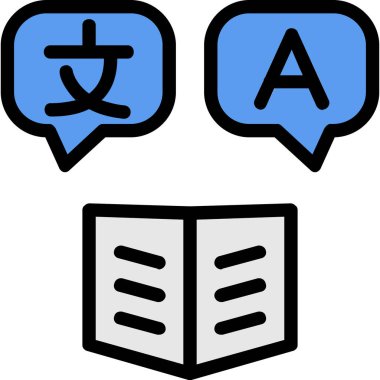 Bir kitap ile bir harf simgesinin vektör çizimi