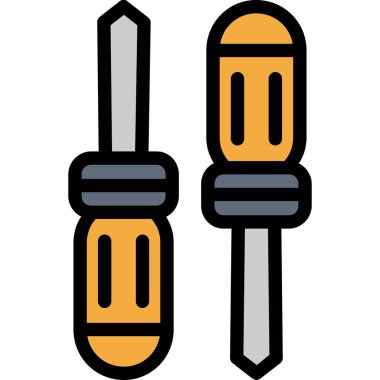 Tornavida simgesi renk ana hatları vektörü