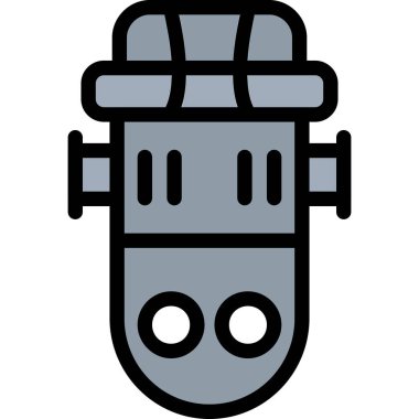 Gaz maskesi ikonu. ana hatlı gaz tankı maskesi vektör rengi düz izole