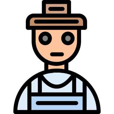 Çiftçi adam simgesi renk ana hatları vektörü