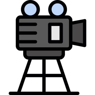 Sinema kamerası ikonu. Web için sinema kamerası vektör simgelerinin basit illüstrasyonu