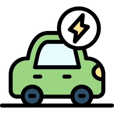 Elektrikli araba şarj ikonu. elektrik araba şarj etme vektör rengi düz izole