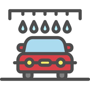 Araba yıkama ikonu. Web için oto yıkama vektör simgelerinin ana hatları