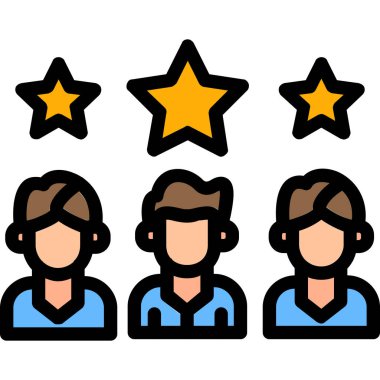 grup yıldızlarının derecelendirme simgesi renk ana hatları vektörü