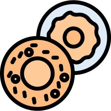 Kurabiye Çöreği simgesi, fırınla ilgili vektör illüstrasyonu