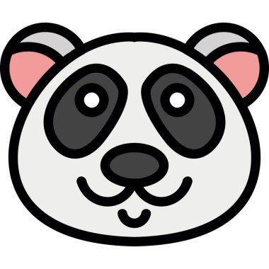 Beyaz arkaplanda panda yüzü, vektör, illüstrasyon.