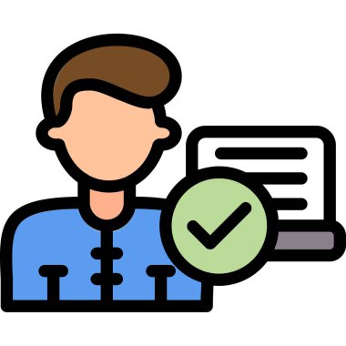 çalışan yönetici simgesi renk ana hatları vektörü