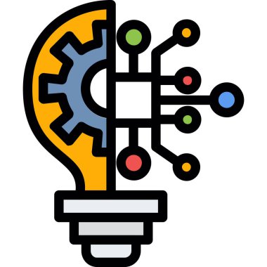 Beyin ampulü fikri simgesi - ana hatlar biçiminde