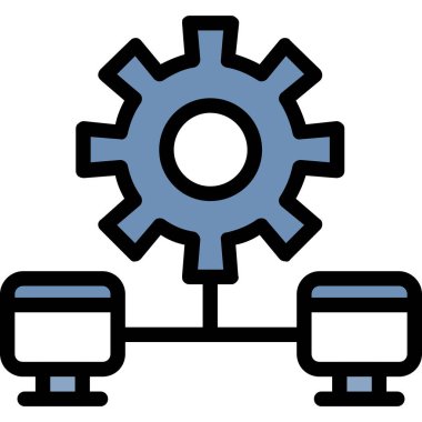 dişliler simge renk ana hatları vektörü ayarlıyor