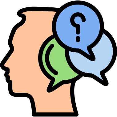 Beyin soru simgesi renk ana hatları vektörü