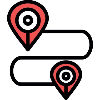 Harita iğne simgesi. Çizgi haritası işaretleyici vektör rengi düz izole