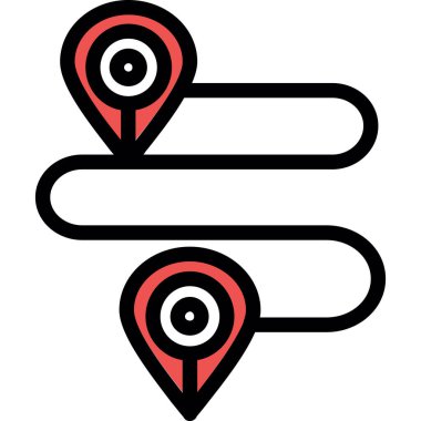 konum simgesi. çizgi konum haritası vektör rengi düz izole