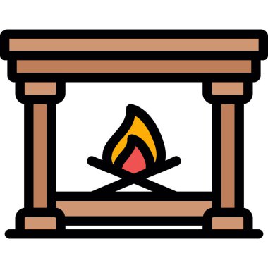 Şömine. Web simgesi basit illüstrasyon