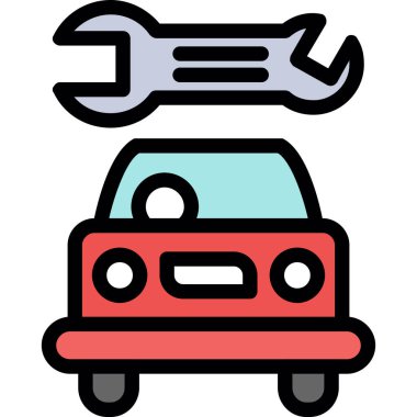 servis otomobil simgesini tamamlanmış - taslak biçiminde onar